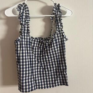 J. Crew Navy and White Checkered Camisole